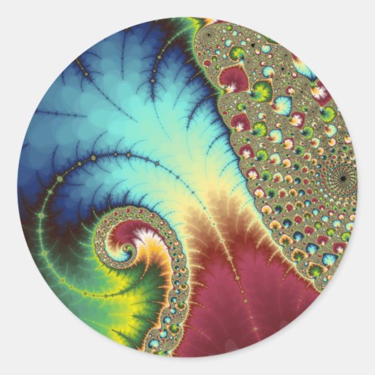Joanie 50 Fractal Art Ronde Sticker (Voorkant)