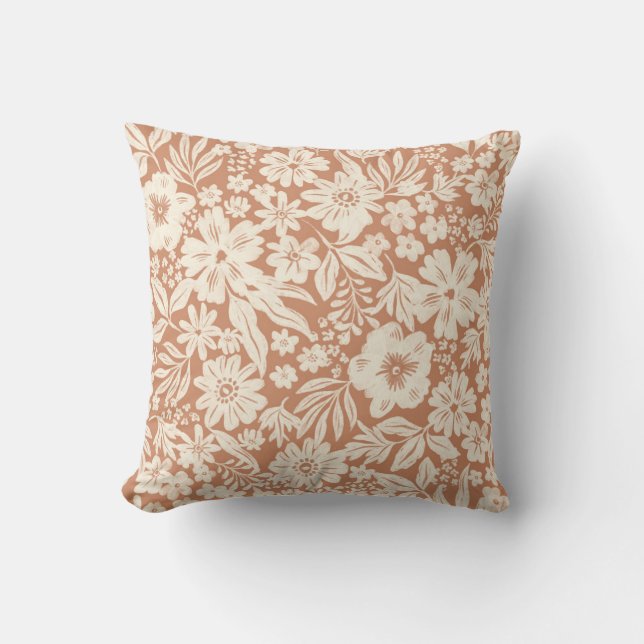 Joanie Terracotta Floral Pillow Kussen (Voorkant)