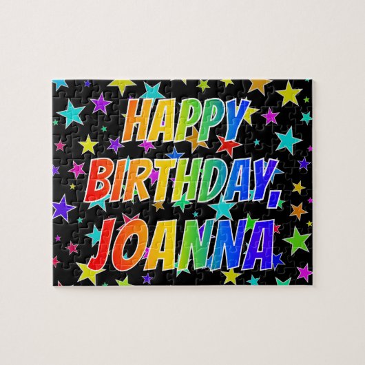 "JOANNA" voornaam, geun "HAPPY BIRTHDAY" Legpuzzel (Horizontaal)