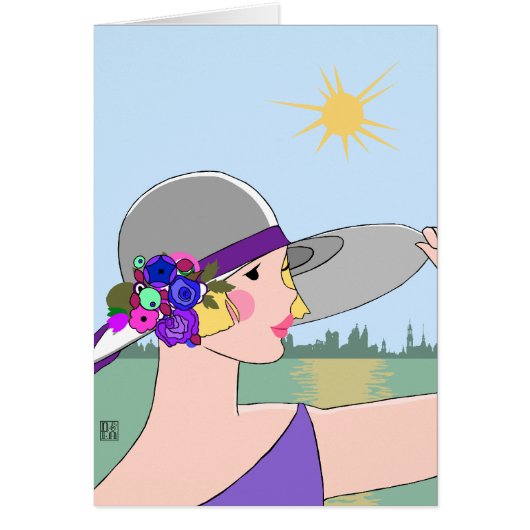 Joanne - Art Deco Portret in het Paars en blauw (Voorkant)