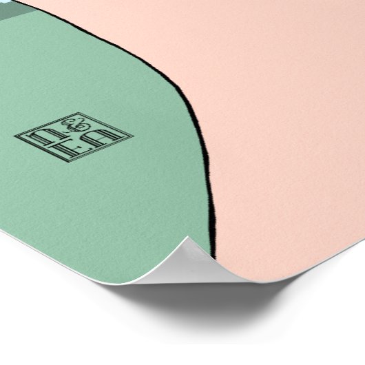 Joanne - Art Deco Portret in het Paars en blauw Poster (Hoek)