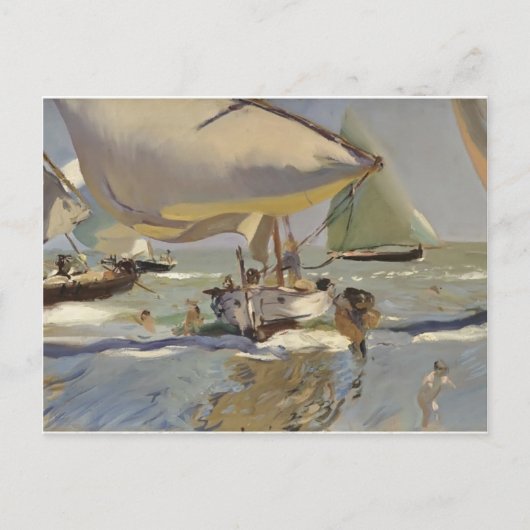 Joaquín Sorolla-Boats op het strand Briefkaart (Voorkant)