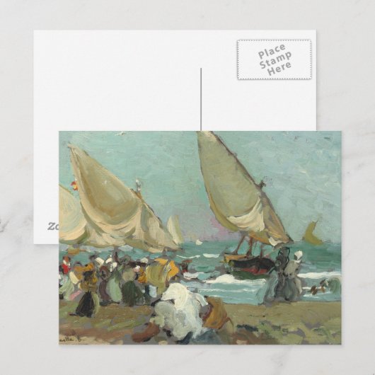 Joaquin Sorolla - Boats op het strand van Valencia Briefkaart (Voorkant / Achterkant)
