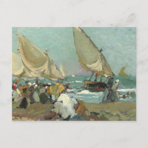 Joaquin Sorolla - Boats op het strand van Valencia Briefkaart
