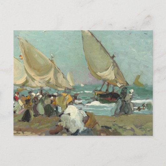 Joaquin Sorolla - Boats op het strand van Valencia Briefkaart (Voorkant)