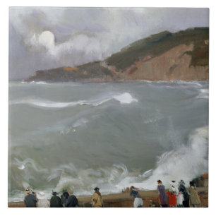Joaquin Sorolla - Breakwater, San Sebastian Tegeltje