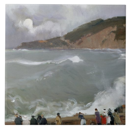 Joaquin Sorolla - Breakwater, San Sebastian Tegeltje (Voorkant)