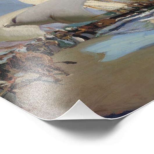 Joaquin Sorolla - Het strand in Valencia Foto Afdruk (Hoek)