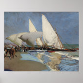 Joaquin Sorolla - Het strand in Valencia Poster (Voorkant)