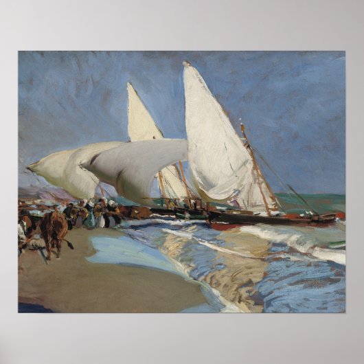 Joaquin Sorolla - Het strand in Valencia Poster (Voorkant)