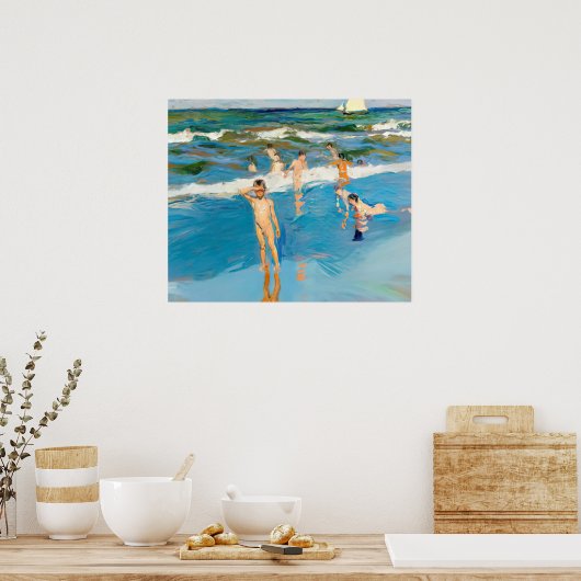 Joaquín Sorolla los niños en el mar playa Poster (Keuken)