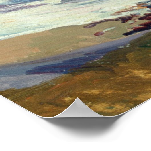 Joaquin Sorolla - Maria over het strand in Biarrit Poster (Hoek)