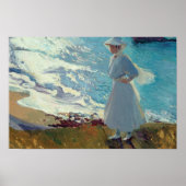 Joaquin Sorolla - Maria over het strand in Biarrit Poster (Voorkant)