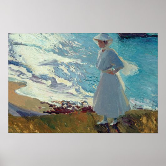 Joaquin Sorolla - Maria over het strand in Biarrit Poster (Voorkant)