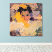 Joaquin Sorolla - Meisje met bloemen Canvas Afdruk (Insitu (Houten vloer))