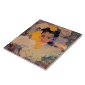 Joaquin Sorolla - Meisje met bloemen Tegeltje (Zijkant)