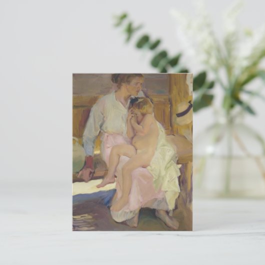 Joaquín Sorolla - Moeder en dochter, strand van Va Briefkaart (Staand voorkant)