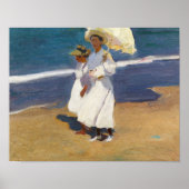 Joaquin Sorolla over het strand Poster (Voorkant)