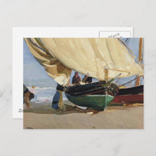 Joaquin Sorolla - Pescadores. Barcas varadas Briefkaart (Voorkant / Achterkant)