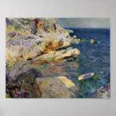 Joaquín Sorolla- Rocks and white boot, Javea Poster (Voorkant)