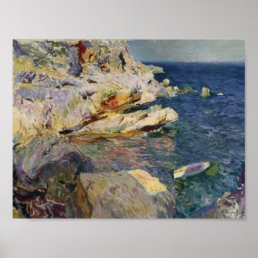 Joaquín Sorolla- Rocks and white boot, Javea Poster (Voorkant)
