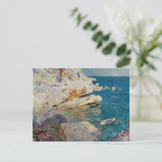 Joaquin Sorolla-Rocks van Javea en de Witte Boat Briefkaart (Staand voorkant)