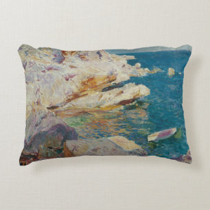 Joaquin Sorolla-Rocks van Javea en de Witte Boat Decoratief Kussen