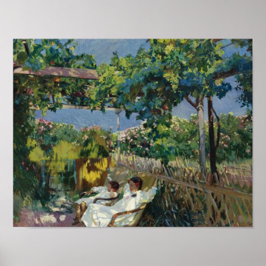 Joaquin Sorolla - Siesta in de tuin Poster (Voorkant)