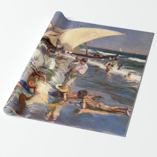 Joaquin Sorolla - Valencia Beach by Morning Light Cadeaupapier (Uitgerold)
