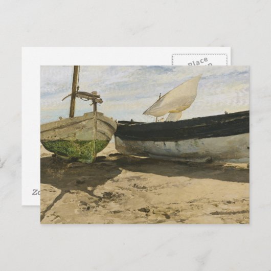 Joaquin Sorolla - Vissende boten op het strand Briefkaart (Voorkant / Achterkant)
