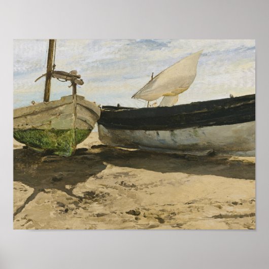 Joaquin Sorolla - Vissende boten op het strand Poster (Voorkant)