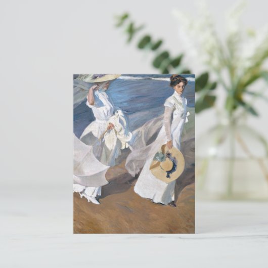 Joaquin Sorolla - Vrouwen wandelen op het strand Briefkaart (Staand voorkant)
