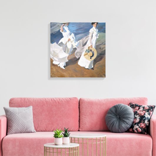 Joaquin Sorolla - Vrouwen wandelen op het strand Canvas Afdruk (Insitu (Woonkamer))