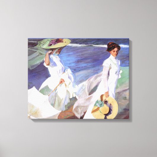 Joaquin Sorolla Women Walking Beach Canvas Afdruk (Voorkant)