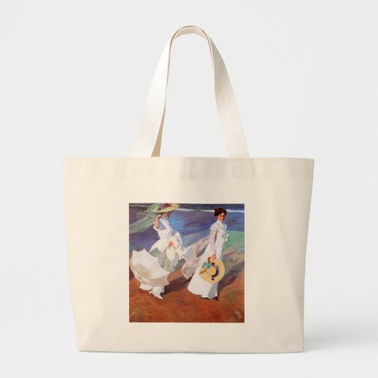 Joaquin Sorolla Women Walking Beach Grote Tote Bag (Voorkant)