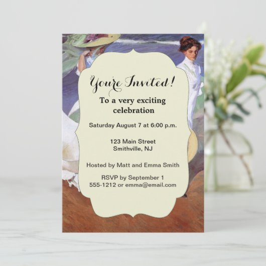 Joaquin Sorolla Women Walking Beach Kaart (Staand voorkant)