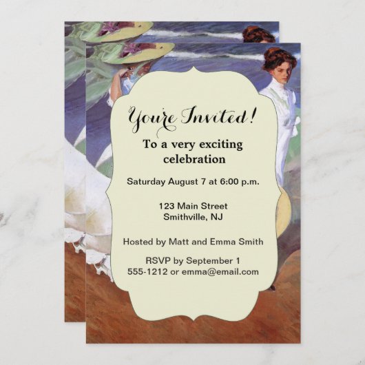 Joaquin Sorolla Women Walking Beach Kaart (Voorkant / Achterkant)