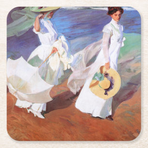 Joaquin Sorolla Women Walking Beach Kartonnen Onderzetters