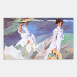 Joaquin Sorolla Women Walking Beach Rechthoekige Sticker