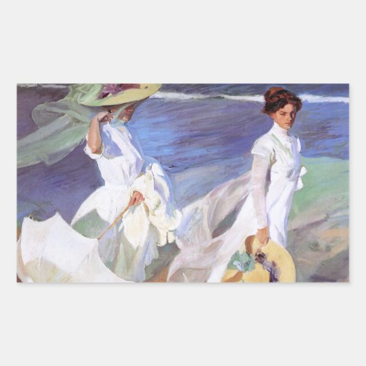 Joaquin Sorolla Women Walking Beach Rechthoekige Sticker (Voorkant)