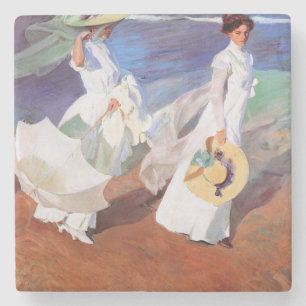 Joaquin Sorolla Women Walking Beach Stenen Onderzetter