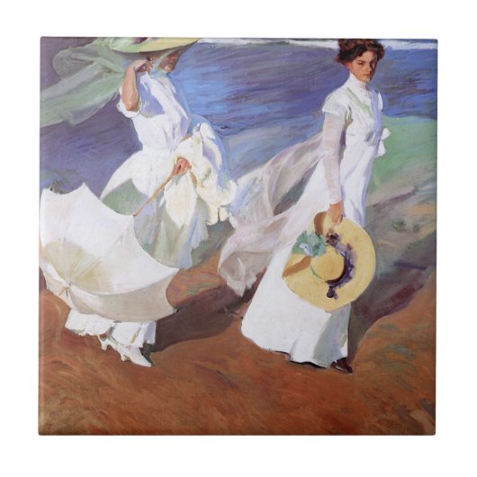 Joaquin Sorolla Women Walking Beach Tegeltje (Voorkant)