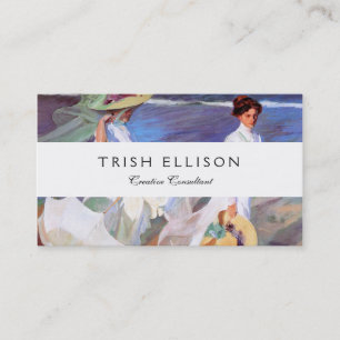 Joaquin Sorolla Women Walking Beach Visitekaartje