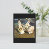 Joaquín Sorolla y Bastida loopt op het strand Briefkaart (Staand voorkant)