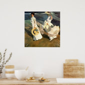 Joaquín Sorolla y Bastida loopt op het strand Poster (Keuken)