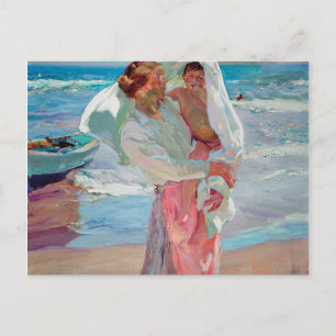 Joaquin Sorolla Y Bastida - na het zwemmen Feestdagenkaart