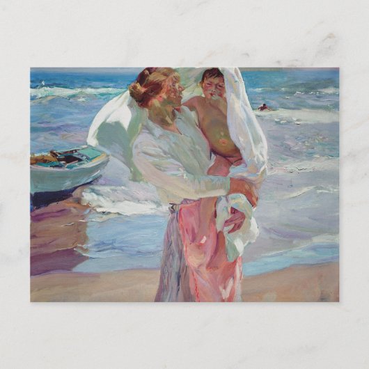 Joaquin Sorolla Y Bastida - na het zwemmen Feestdagenkaart (Voorkant)