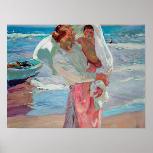 Joaquin Sorolla Y Bastida - na het zwemmen Poster