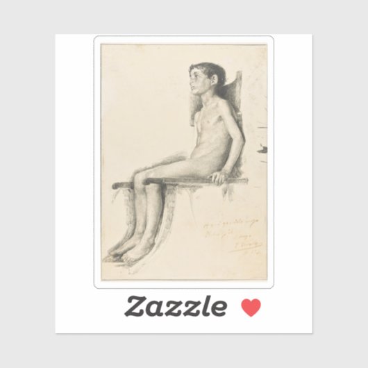 Joaquín Sorolla y Bastida - Studie van een zittend Sticker (Vel)