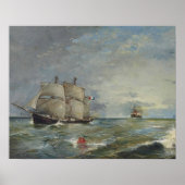 Joaquin Sorolla - Zeilboten in het Zee Poster (Voorkant)